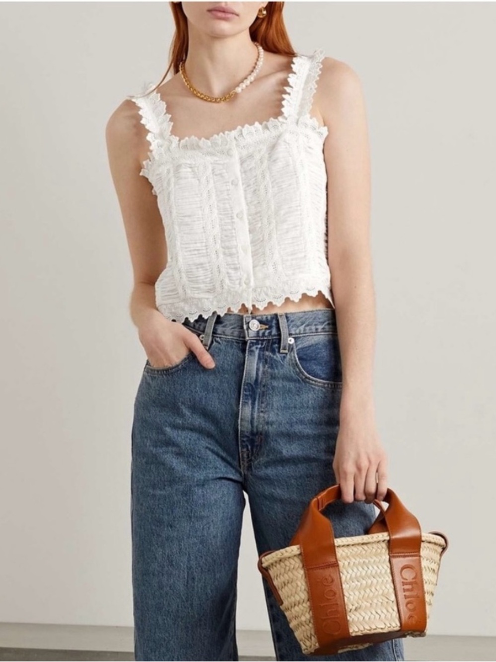 Doen Ari Top Tank Salt Embroidered White size Medium